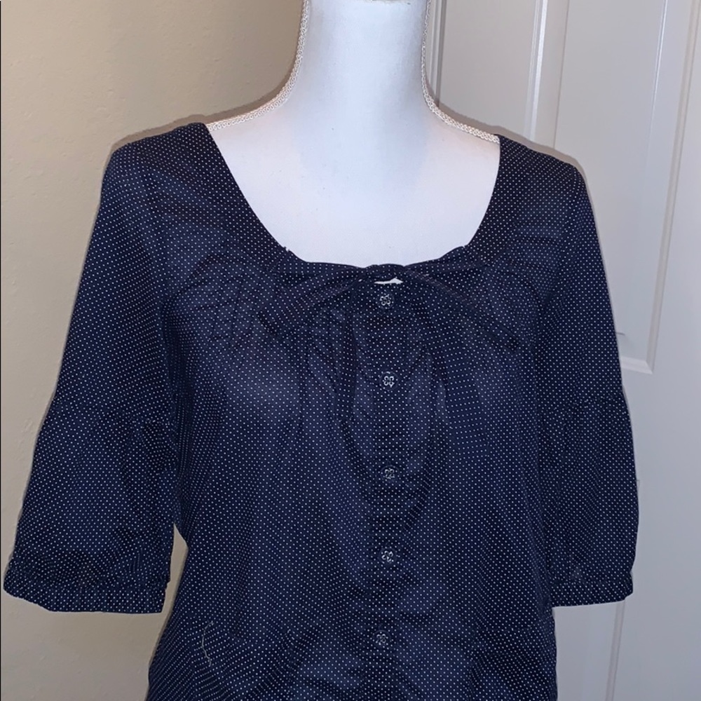 American eagle polka dot button up blouse